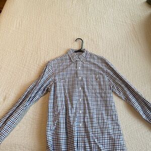 Men's Blue and White Checkered Shirt
